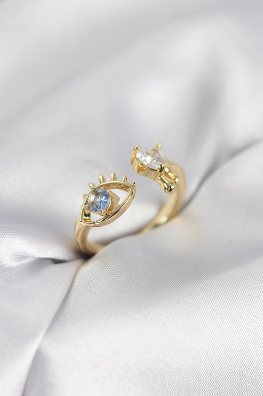 Eyeyaşı Gold-Tone with Zircon Detail Women's Ring
