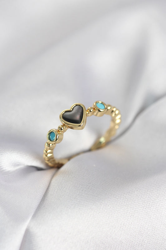 Gold-Tone Hematit with Stone Detail Women's Ring