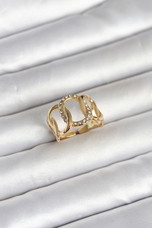 316L Stainless Steel Gold-Tone Samanyolu Women's Ring