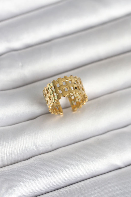 316L Stainless Steel Gold-Tone Hasır Women's Ring