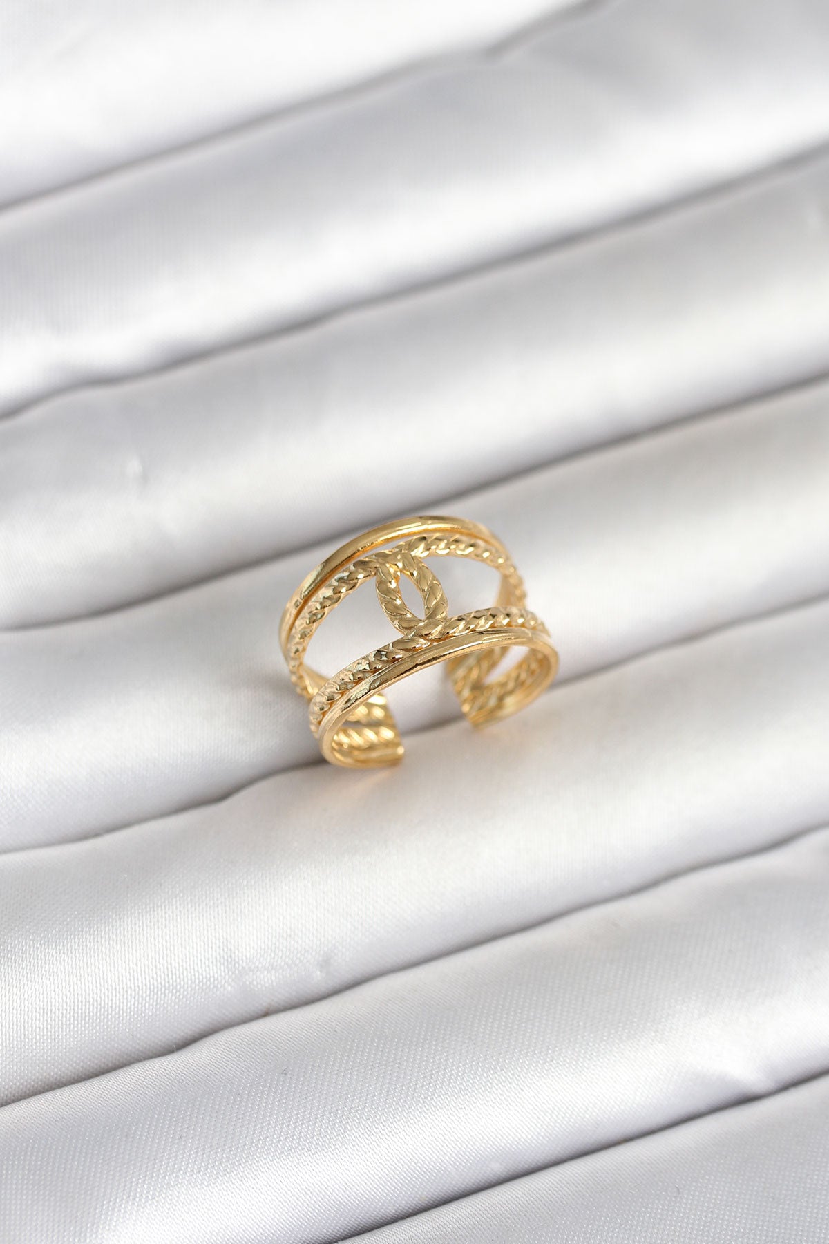 316L Stainless Steel Gold-Tone Burgu Knot Women's Ring