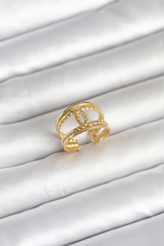 316L Stainless Steel Gold-Tone Burgu Knot Women's Ring
