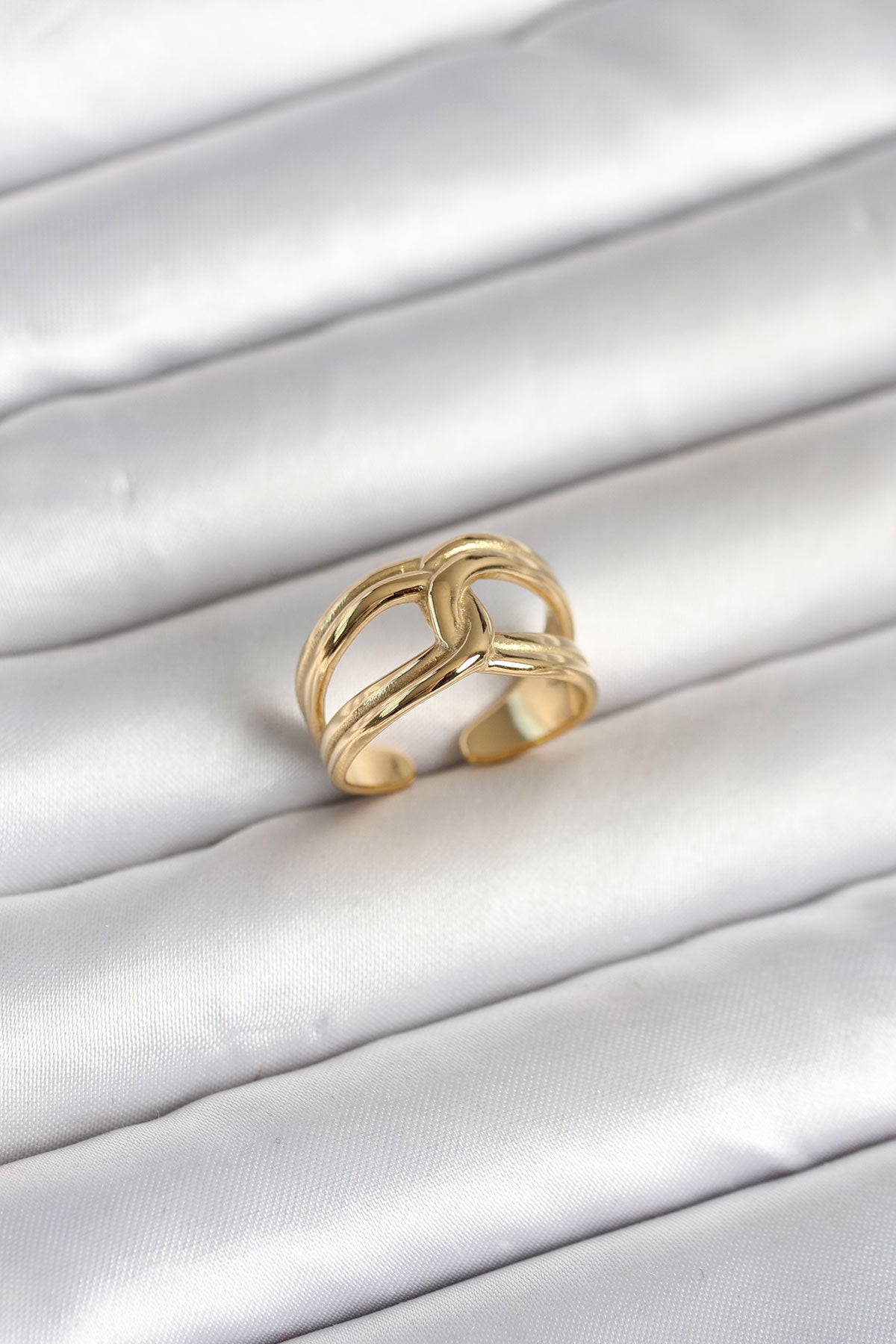 316L Stainless Steel Gold-Tone Knot Women's Ring