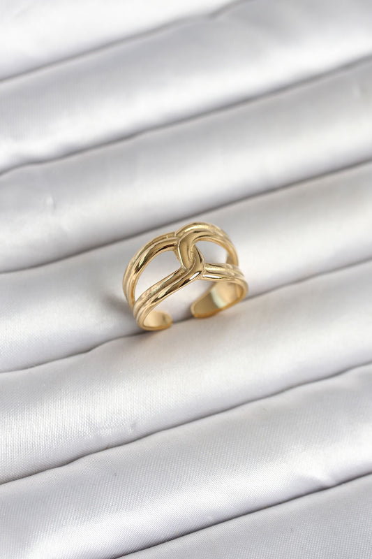 316L Stainless Steel Gold-Tone Knot Women's Ring