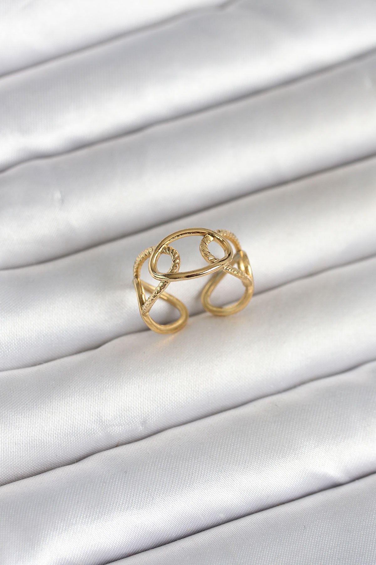 316L Stainless Steel Gold-Tone Chain Women's Ring