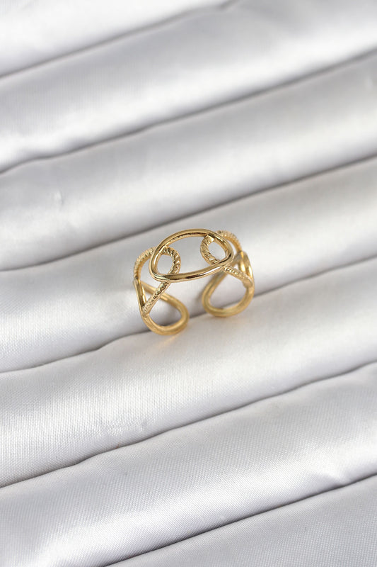 316L Stainless Steel Gold-Tone Chain Women's Ring