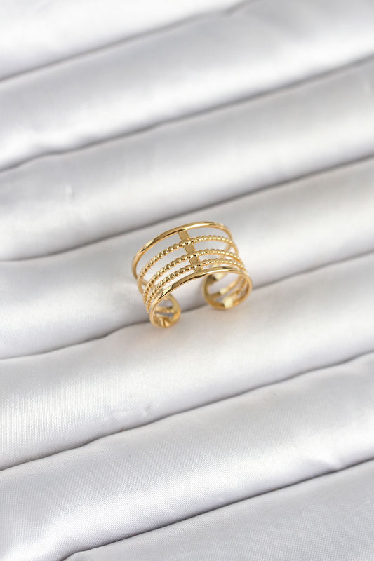 316L Stainless Steel Gold-Tone Vintage-Inspired Women's Ring