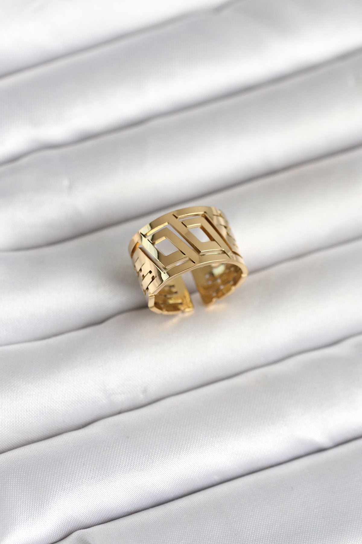 316L Stainless Steel Gold-Tone Geometric Women's Ring