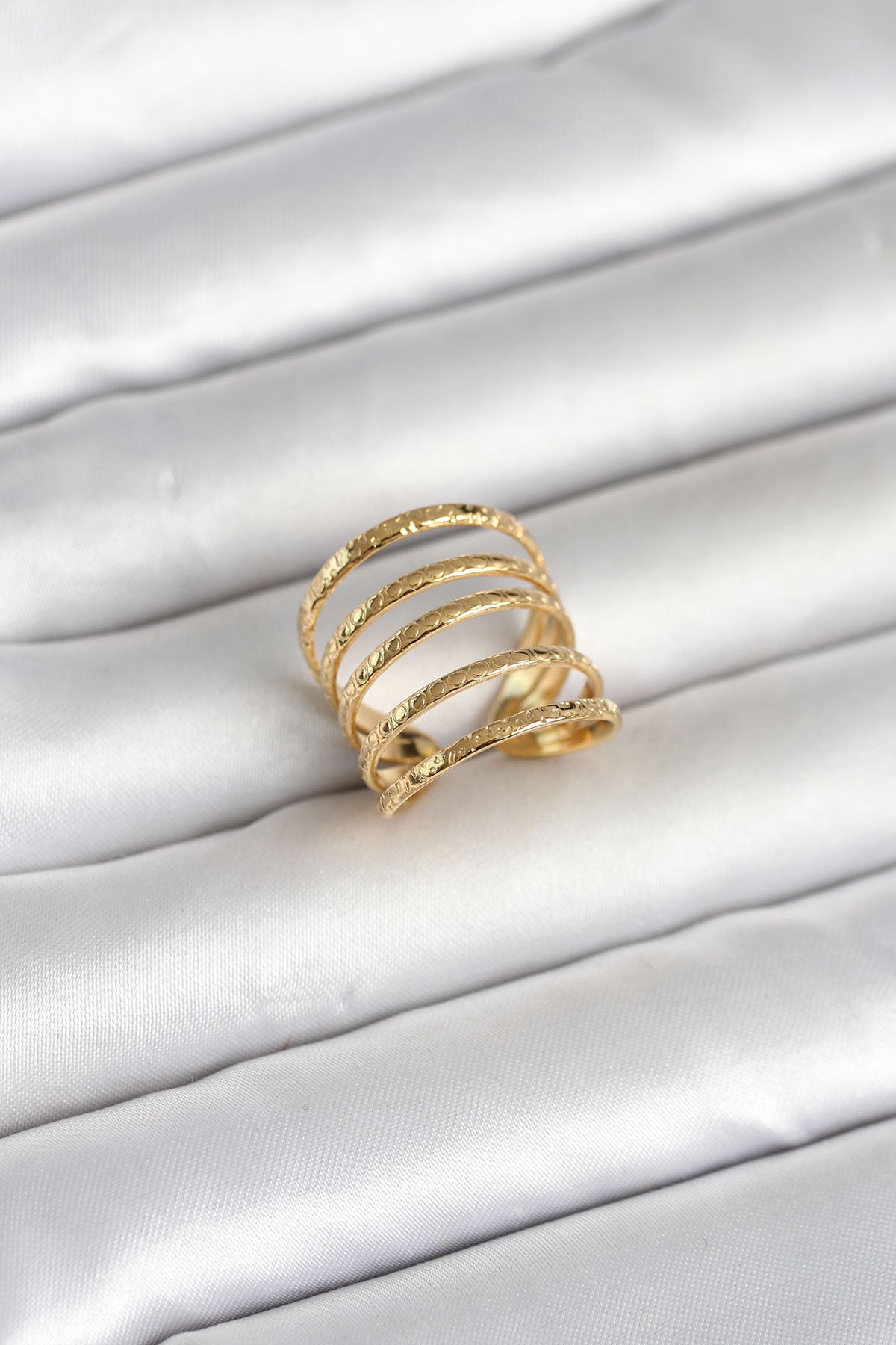 316L Stainless Steel Gold-Tone Multi-Row Women's Ring