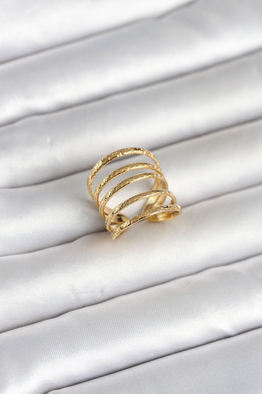 316L Stainless Steel Gold-Tone Multi-Row Women's Ring