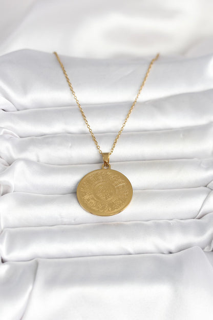 316L Çelik Gold Renk Ayetel Kürsi Yazılı Kolye