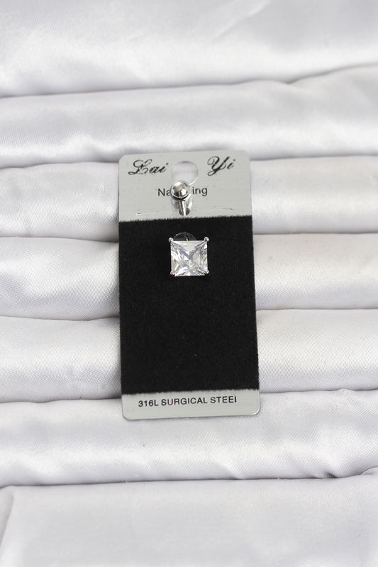 Square Zircon Navel Piercing – 316L Stainless Steel