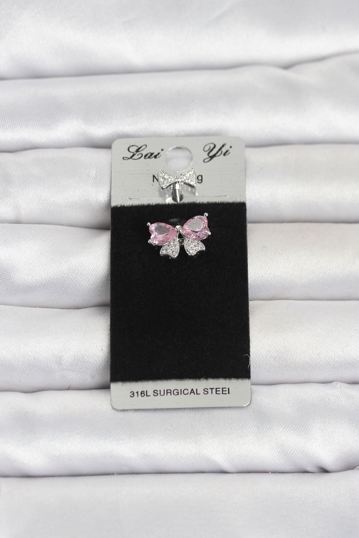 Pink Bow Navel Piercing – 316L Stainless Steel