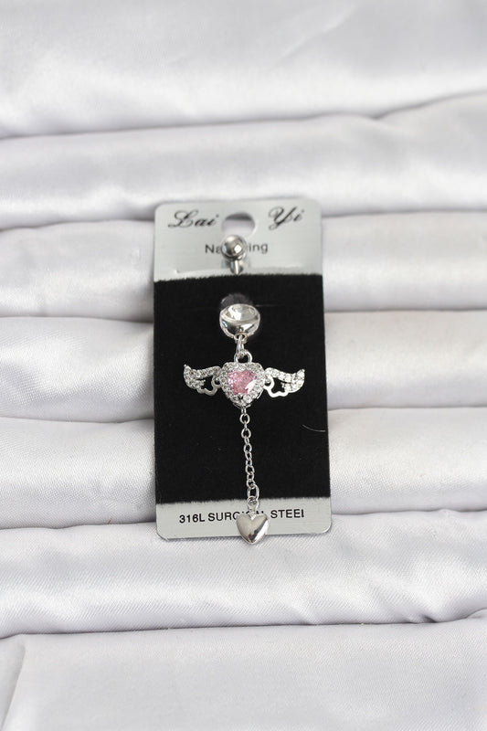Winged Heart Navel Piercing – 316L Stainless Steel