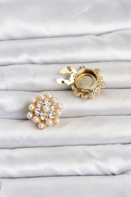 Pearl and Zircon Accent Brooch Pin