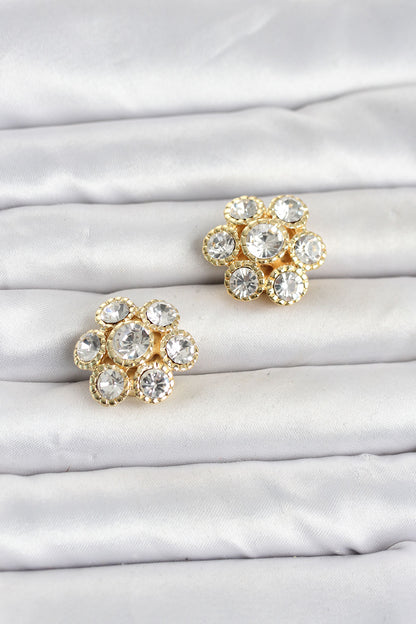 Crystal Floral Brooch Pin with Zircon Accent