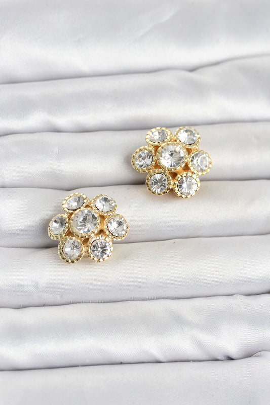 Crystal Floral Brooch Pin with Zircon Accent