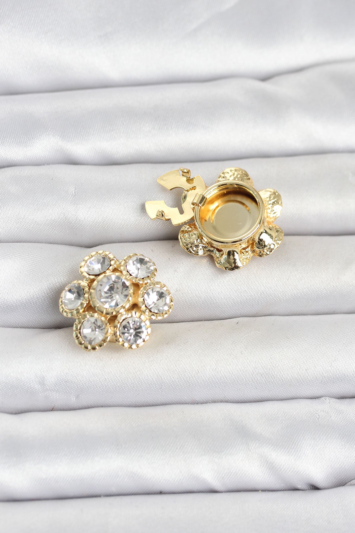 Crystal Floral Brooch Pin with Zircon Accent