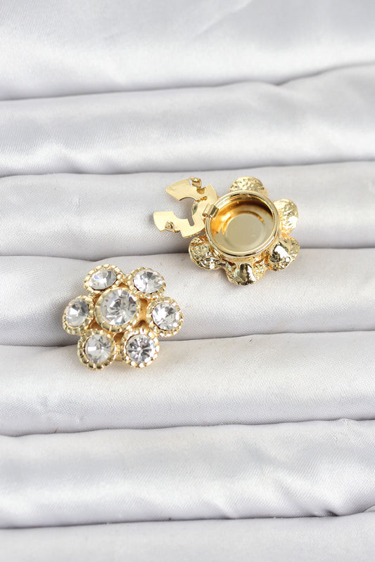 Crystal Floral Brooch Pin with Zircon Accent