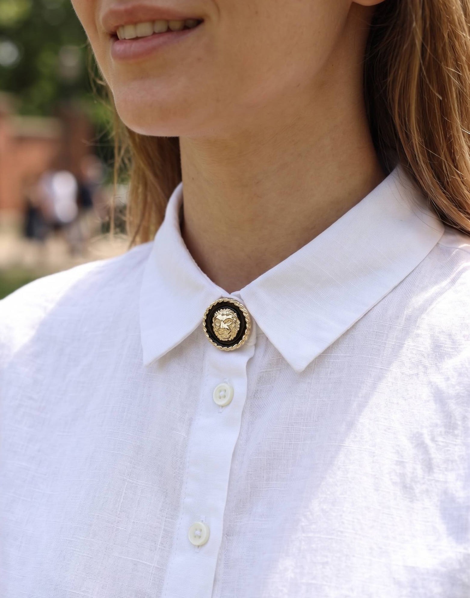 Gold-Tone Lion Brooch Pin