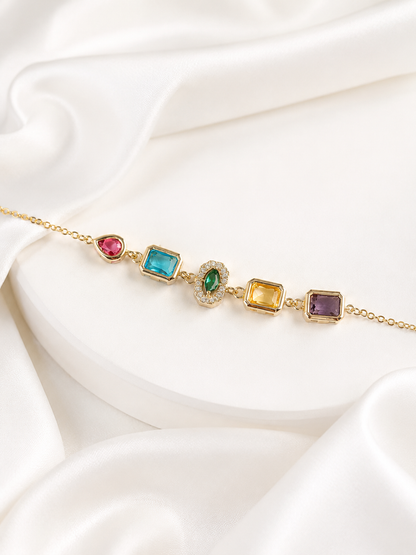 Rice Colored Zircon Stone Gold Plated Hand Chain