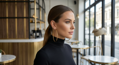 316L Stainless Steel Gold-Tone Women's Hoop Earrings