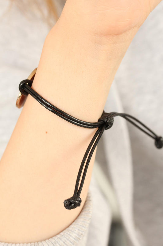 OKAY (Good) Black Leather Rope Unisex Mood Bracelet