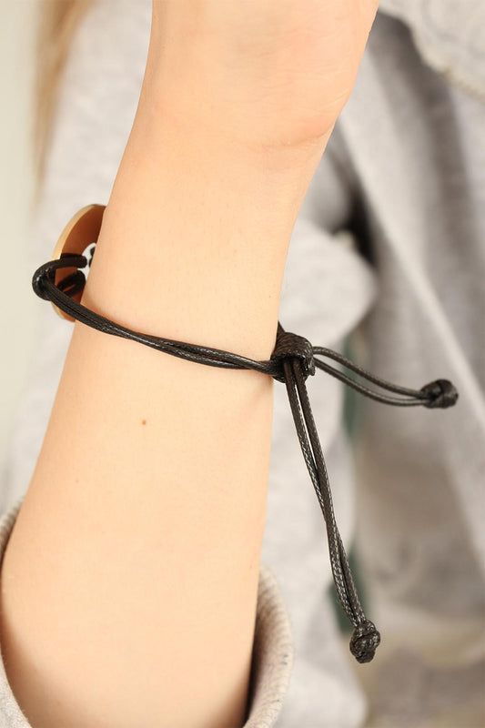 HOPE Black Leather Rope Unisex Mood Bracelet