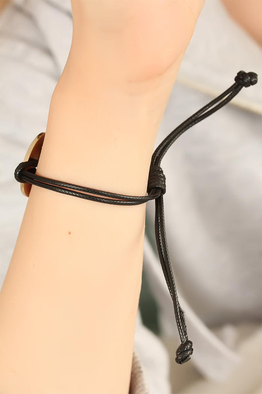 LOVE Black Leather Rope Unisex Mood Bracelet