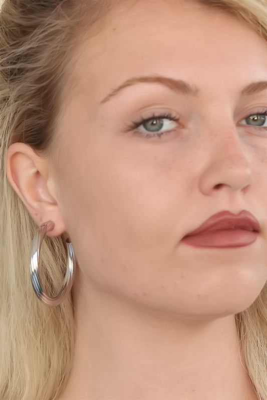 Silver Color Hoop Metal Women's Earrings