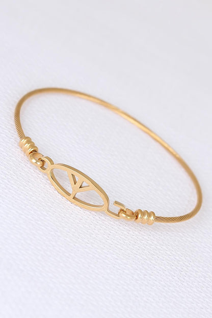 Gold Metal Çelik Figürlü Erkek Kelepçe Bileklik