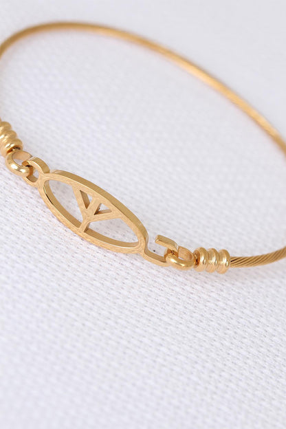 Gold Metal Çelik Figürlü Erkek Kelepçe Bileklik