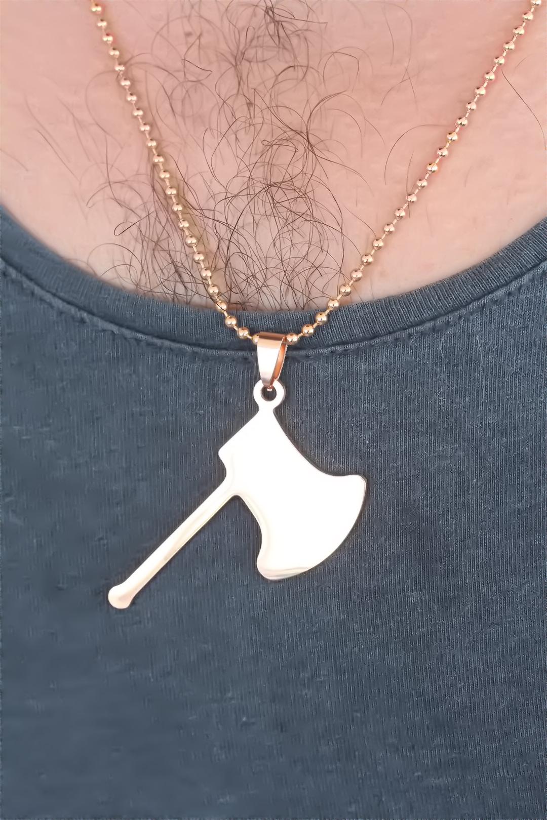 Rose Color Metal Axe Figured Men's Necklace