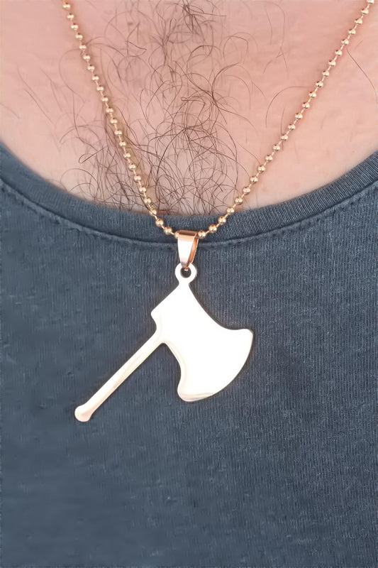 Rose Color Metal Axe Figured Men's Necklace