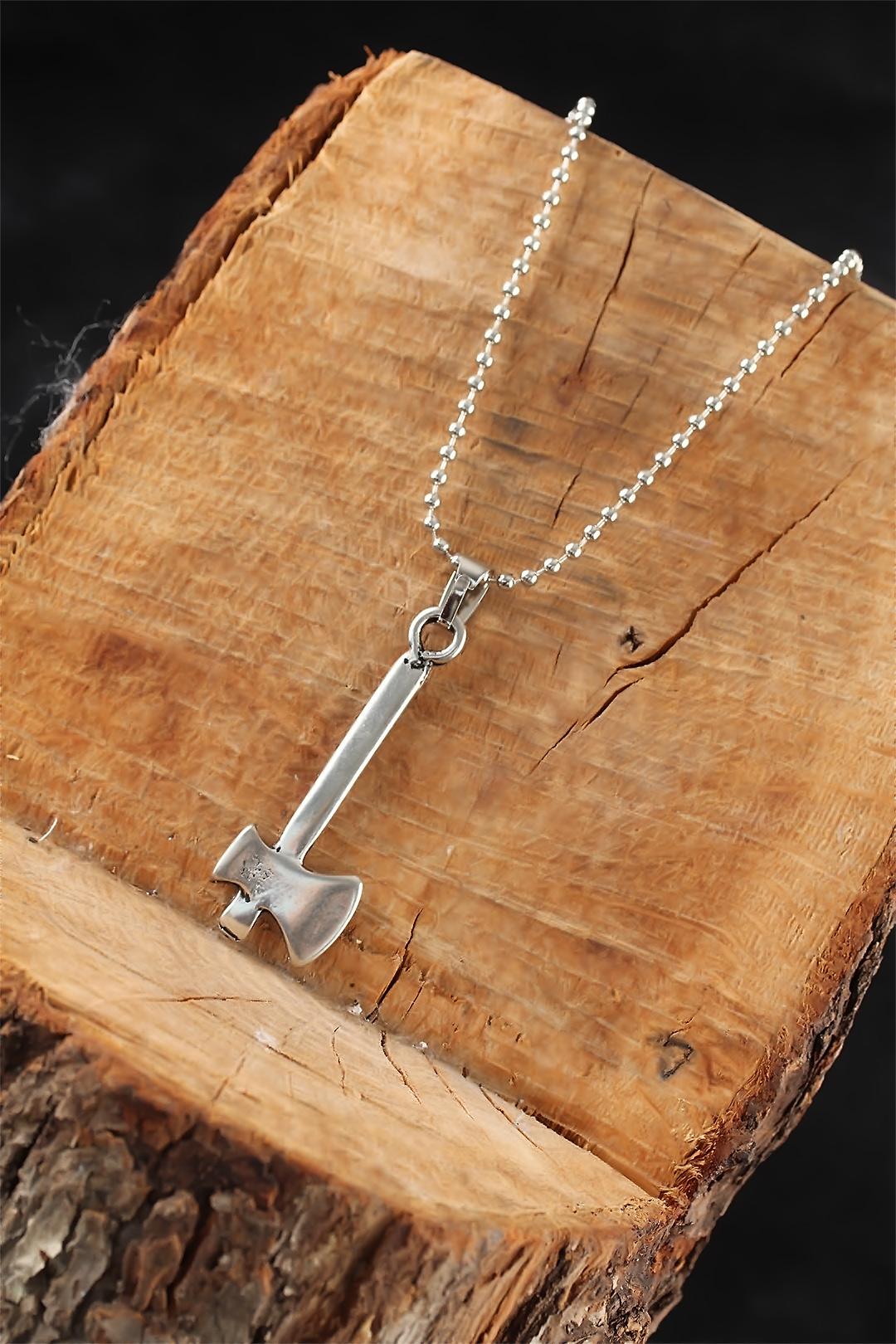Silver Color Axe Men's Necklace