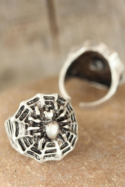 Antique Silver Color Spider Figured Men's Adjustable Ring