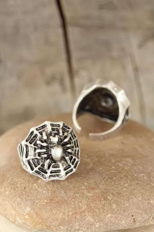 Antique Silver Color Spider Figured Men's Adjustable Ring