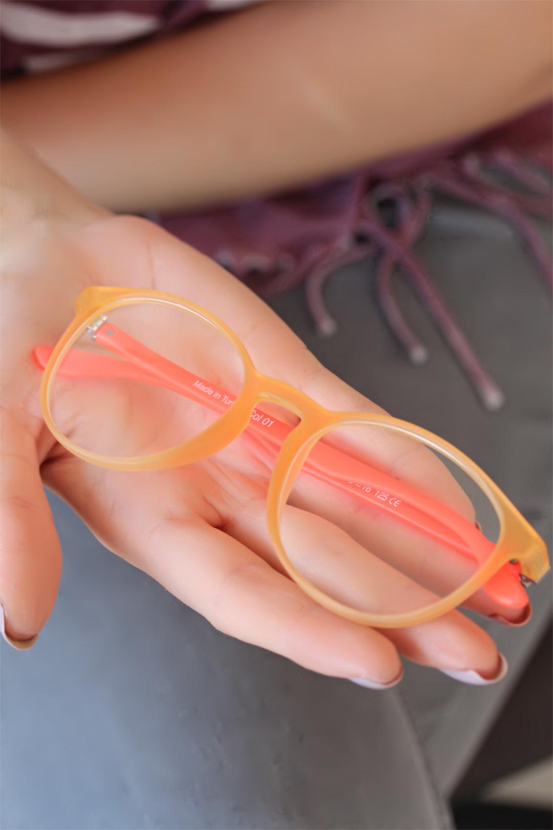 Yellow Color Oval Orange Color Women's Glasses