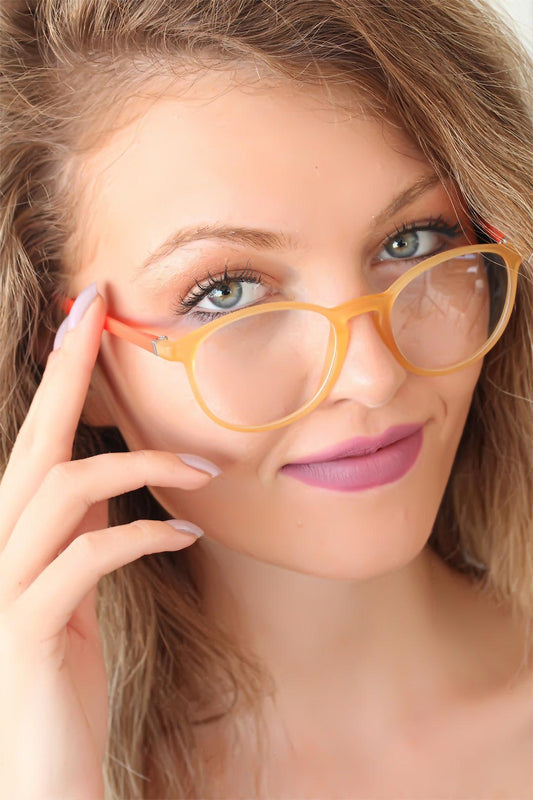Yellow Color Oval Orange Color Women's Glasses