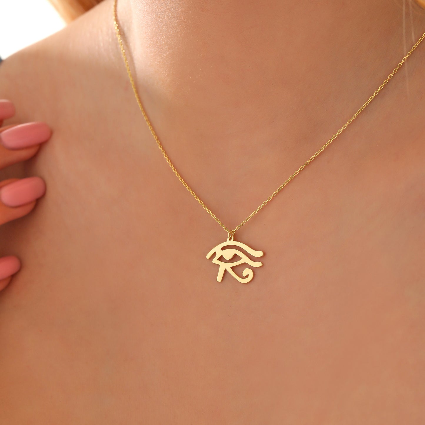 Dainty Eye of Ra Necklace: Sterling Silver Horus Pendant