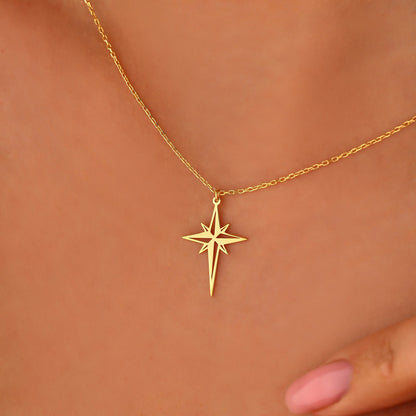 Fidget Spinner North Star Necklace: 14K Gold or Sterling Silver Emotional Support Jewelry