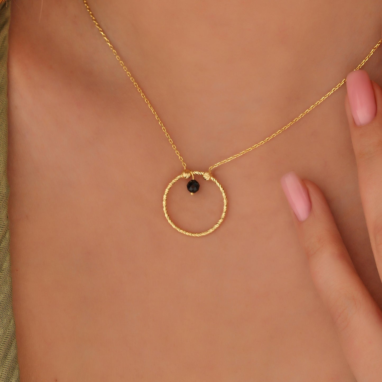 Sterling Silver Beaded Ring Necklace: Minimalist Pendant