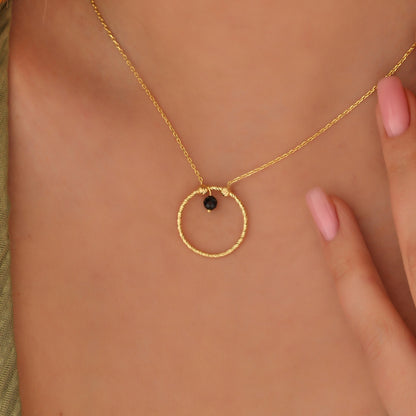 Sterling Silver Beaded Ring Necklace: Minimalist Pendant