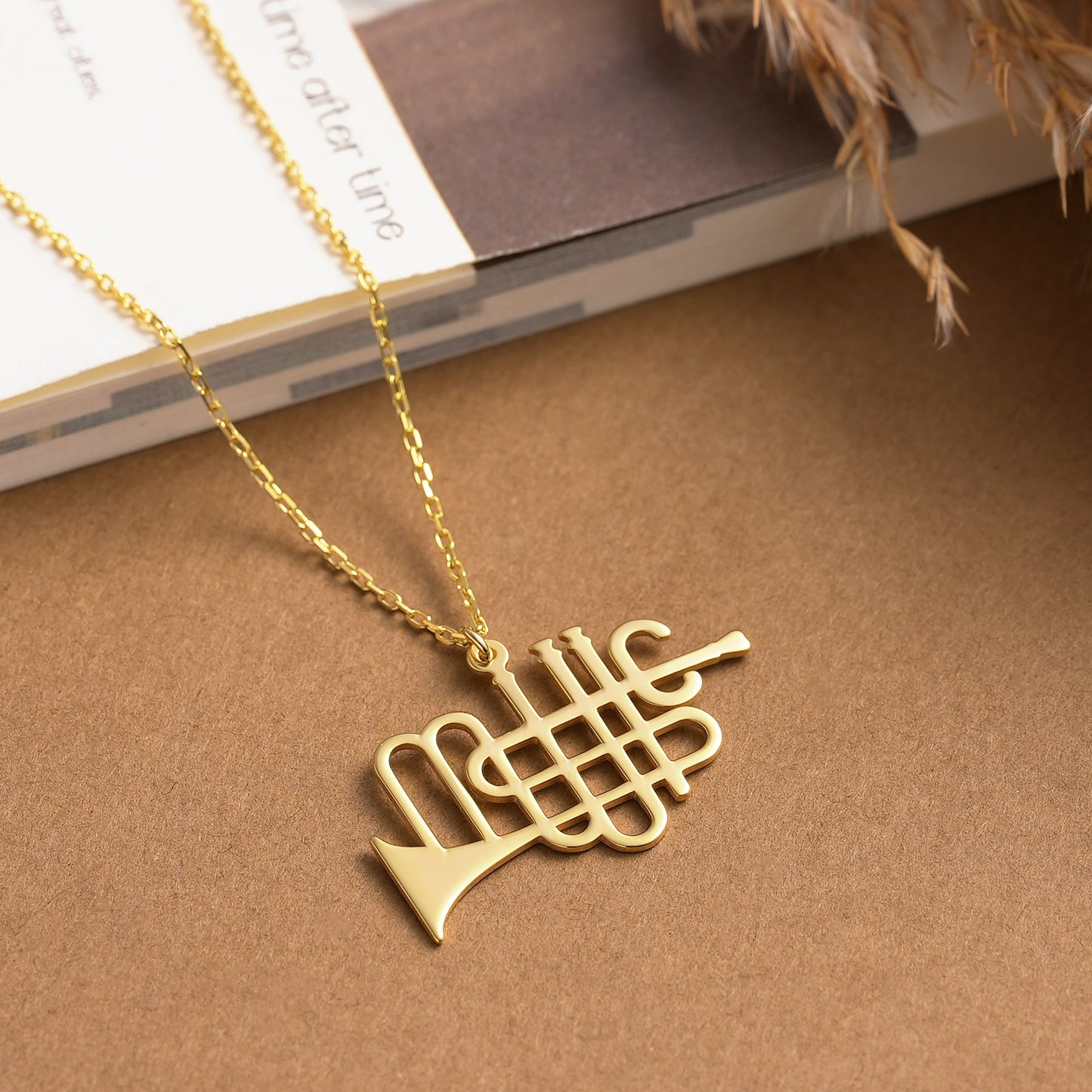 Dainty Trumpet Necklace: Sterling Silver or Solid Gold Musical Jewelry