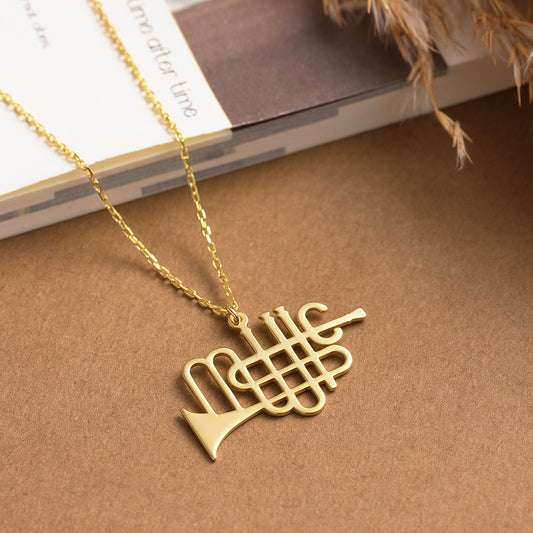 Dainty Trumpet Necklace: Brass with Gold or Silver Finish Musical Jewelry