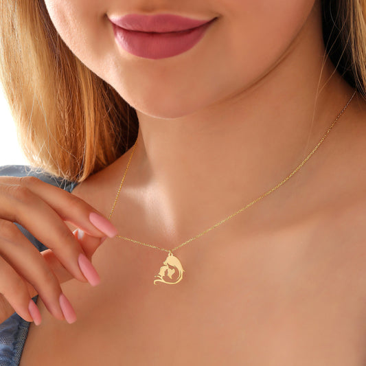 Brass Mother Baby Necklace: New Mom Gift