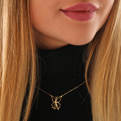 Gold or Silver Fairy Necklace, Minimalist Fairy Jewelry, Dainty Butterfly Pendant, Christmas Gift, Handmade Gift for Her, Dancer Gift