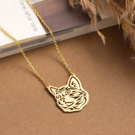 Brass Cat Necklace: Minimalist Pet Memorial Jewelry