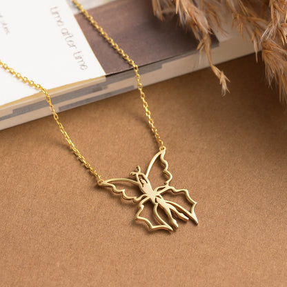 Gold or Silver Fairy Necklace, Minimalist Fairy Jewelry, Dainty Butterfly Pendant, Christmas Gift, Handmade Gift for Her, Dancer Gift