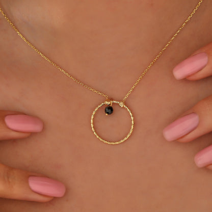 Sterling Silver Beaded Ring Necklace: Minimalist Pendant